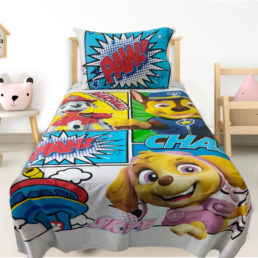 B4K PAW Patrol Cartoon Single Kids Bed Sheet - The Royal Fabrics