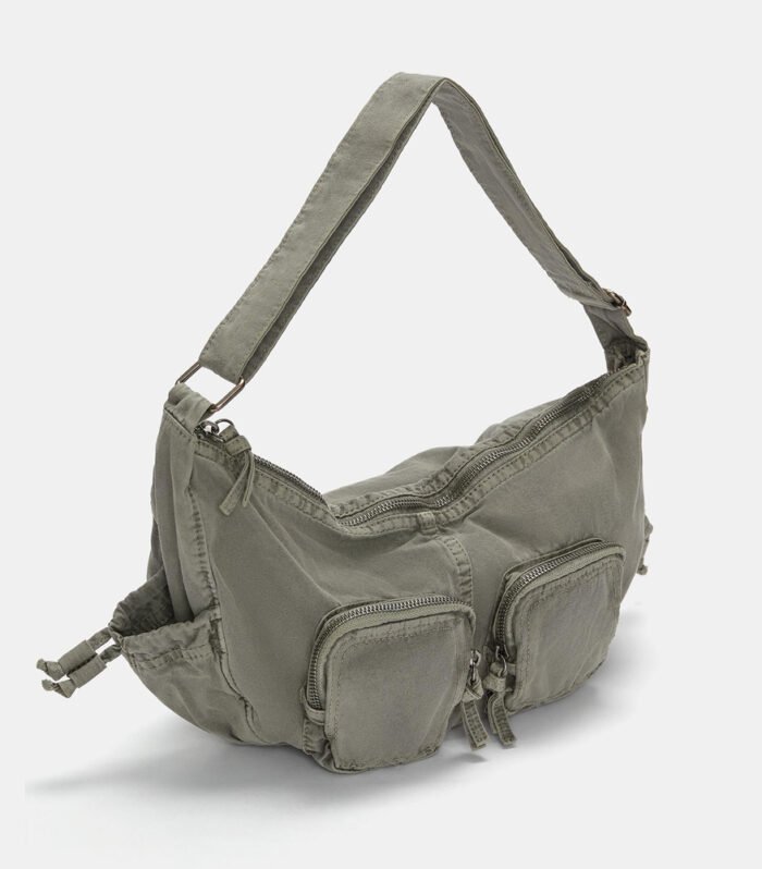 Canvas half-moon shoulder bag